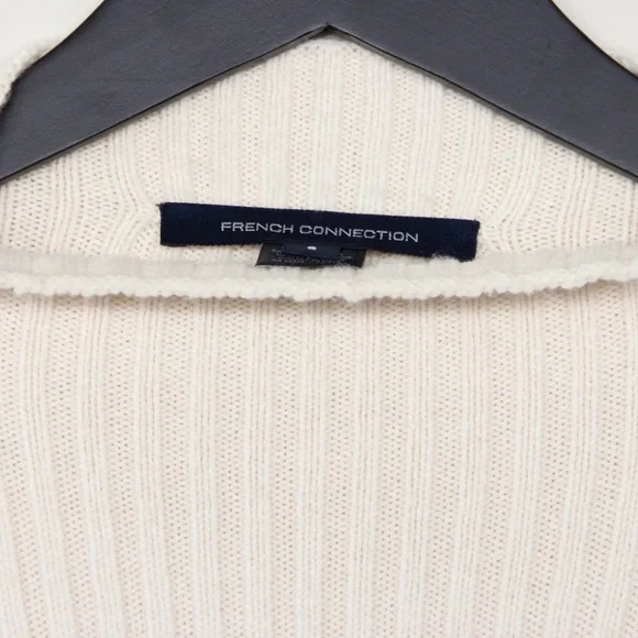 French Connection Ribbed Neutral Knit Sweater Beige & Tan Size S - Picture 8 of 8